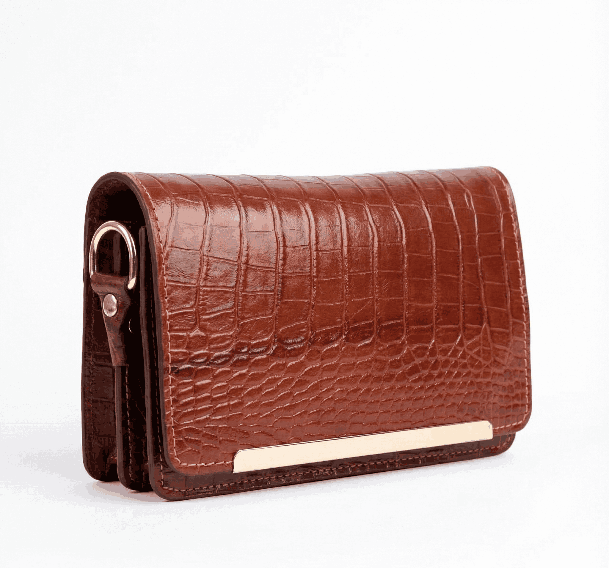 Crocodile_Clutch_Ecom_Photo_11zon کیف دوشی چرم طبیعی زنانه مدل آنا - تصویر 2