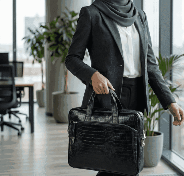 Hijab_Corporate_Attire_Change_11zon کیف اداری چرم طبیعی مدل آراد - تصویر 4