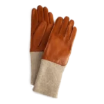 دستکش زنانه چرم دست‌دوز قهوه ای سوخته