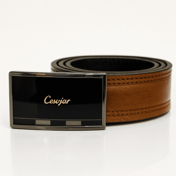 کمربند تمام چرم پلاکی مدل اهورا - تصویر 2